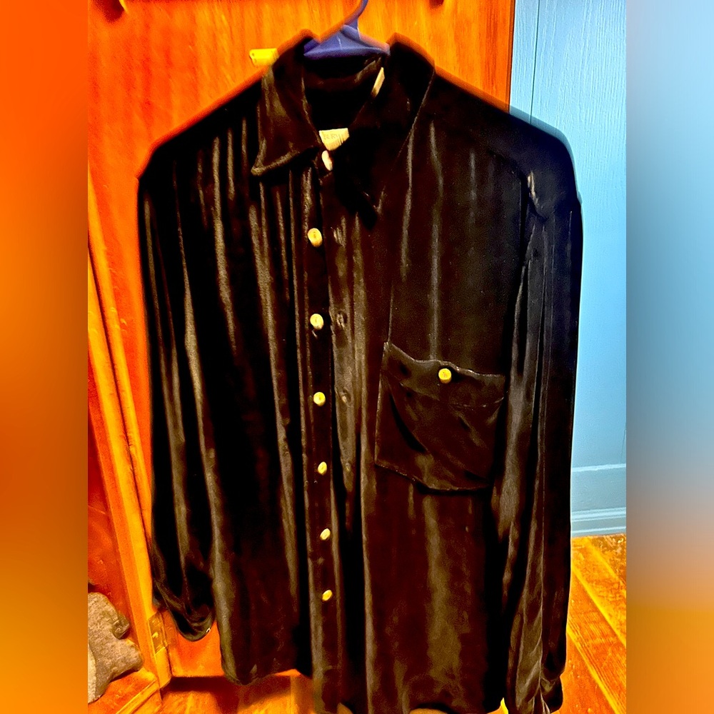 Black, crushed velvet shirt